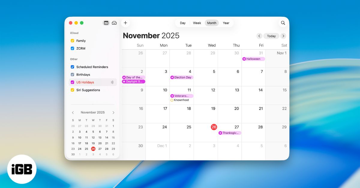 Apple calendar on mac
