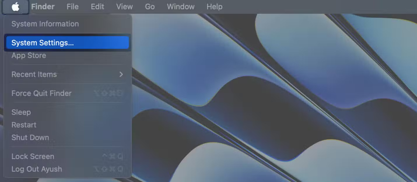 Click the Apple logo on menu bar and Select System Settings