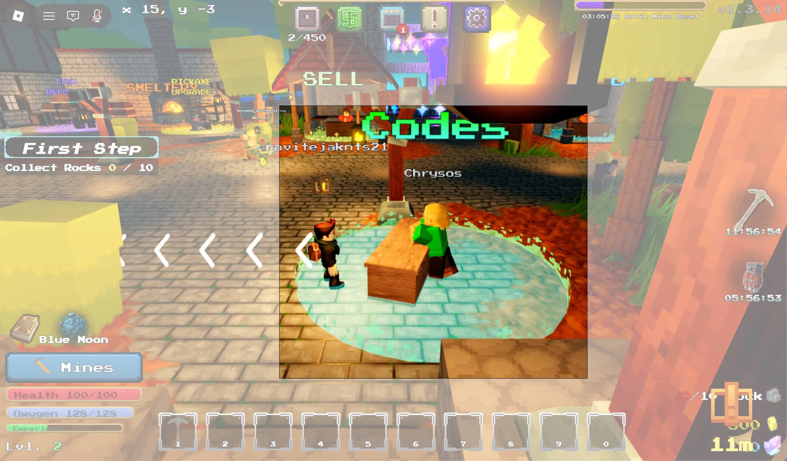 Go to the Codes NPC on the right side