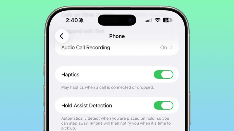 Phone Haptics in iOS 26.1