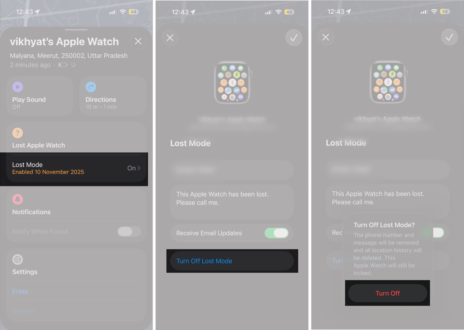 Turn Off Lost Mode in Apple Watch