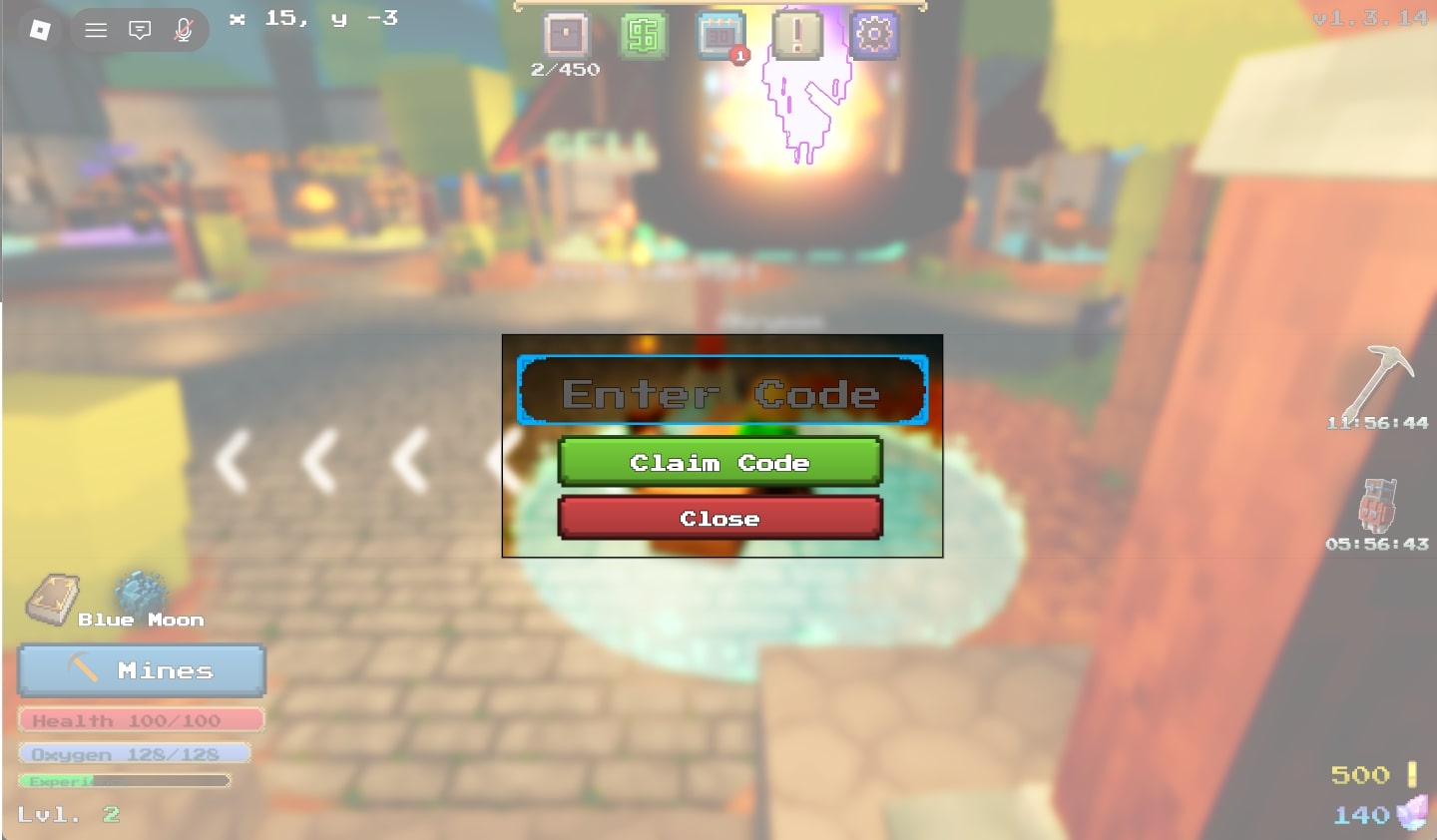 Type a working code and Press Claim Code