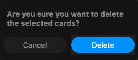 Click the Delete button to confirm Delete