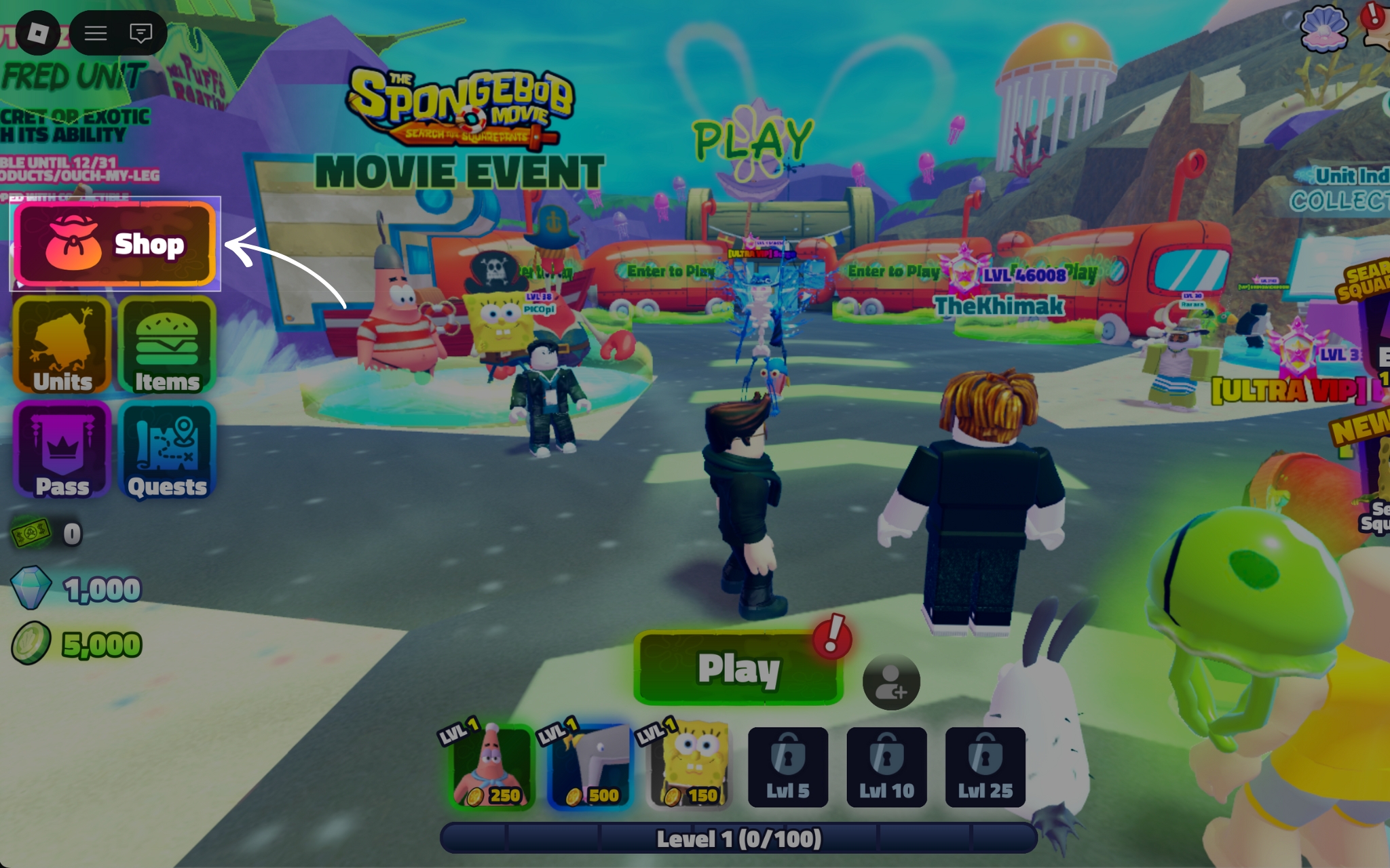 Click the Shop tab on the left