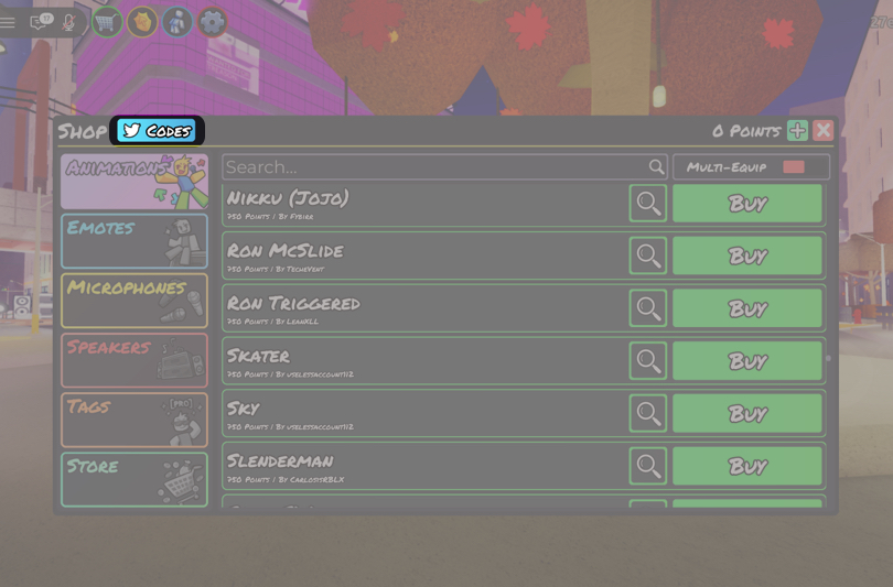 Click the Twitter bird icon to open the code redemption window.