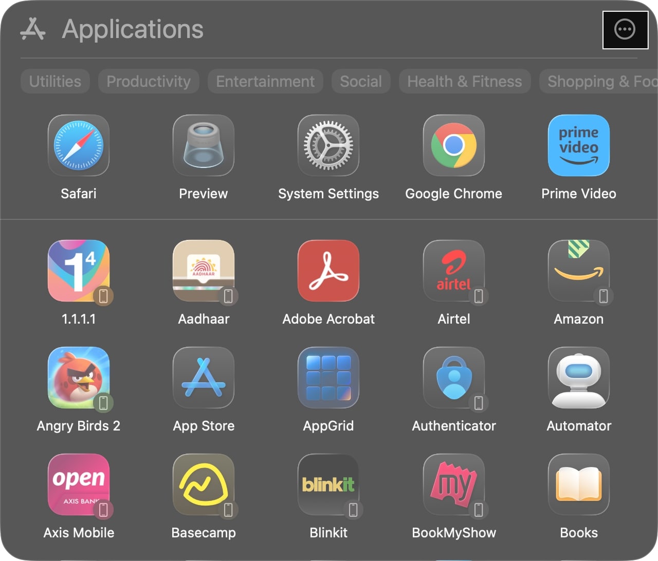 Click the three-dot button at the top right corner