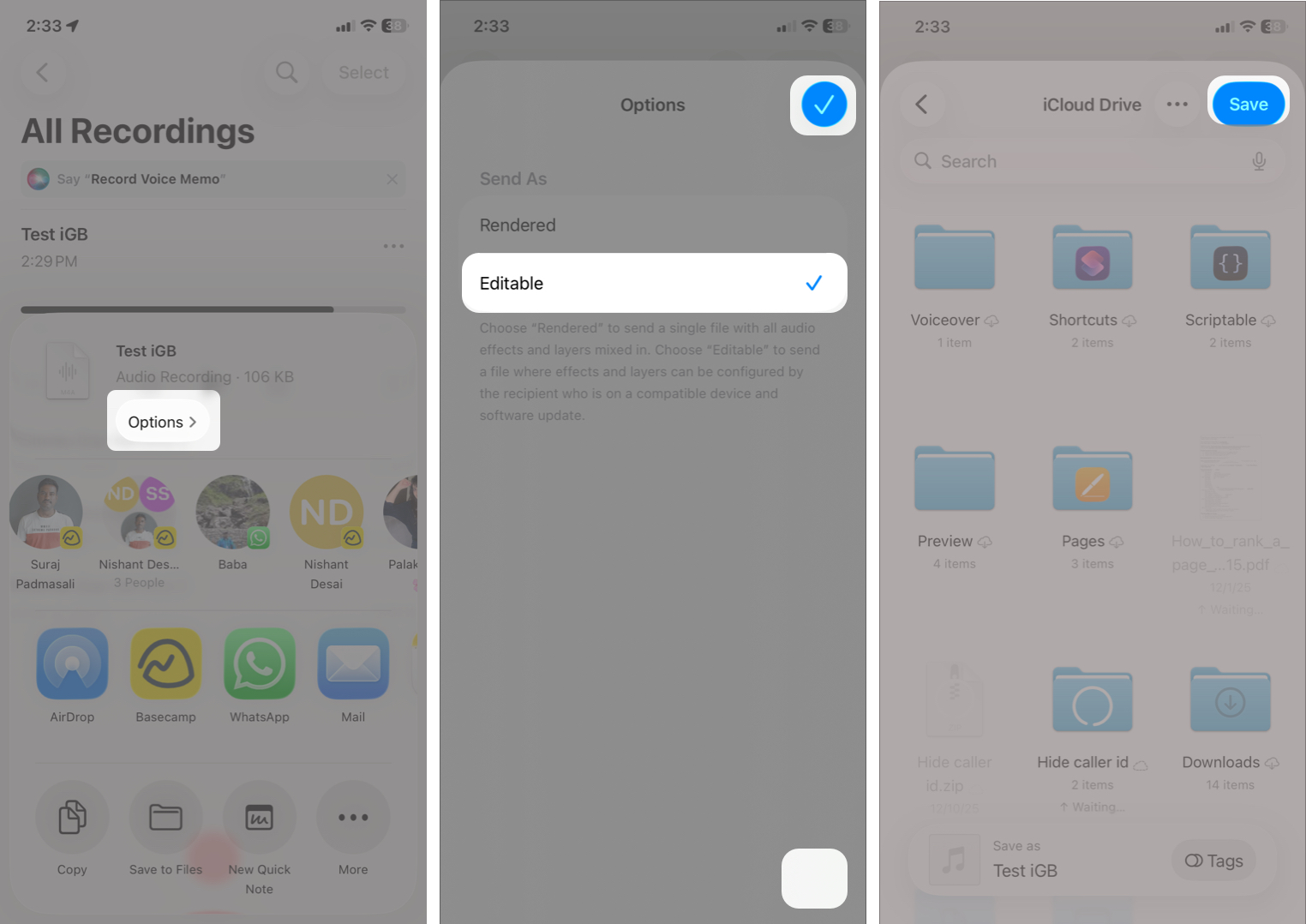 ap the three-dot icon, select Share, tap Options, select Editable, and tap the checkmark.