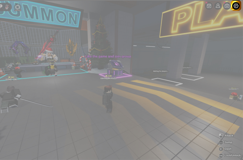 Launch Dungeon Hunters, enter the main lobby, and click the gear icon.