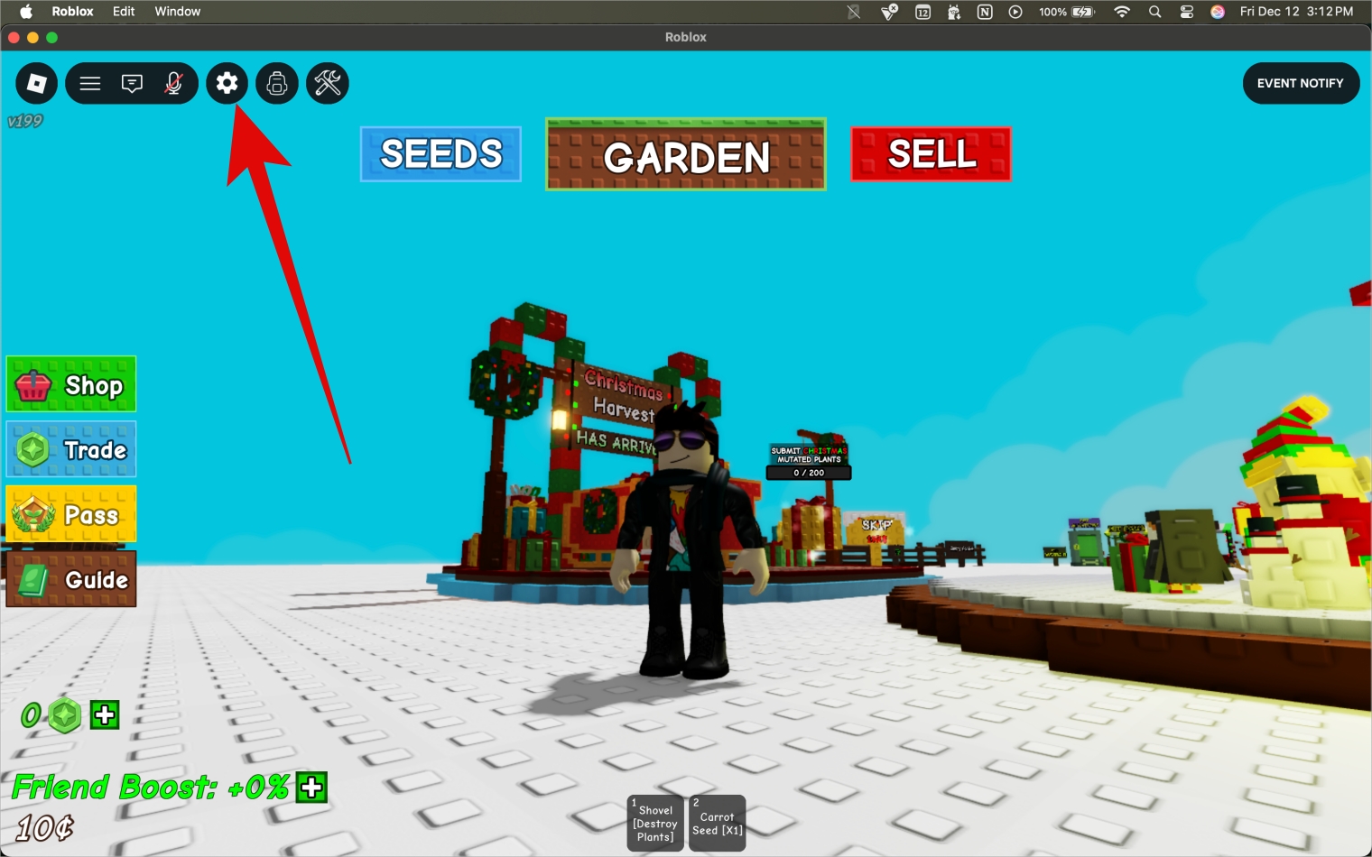 Grow a Garden Codes (March 2026) – iGeeksBlog Player opens Grow a Garden on Roblox and Click the top left Settings cog