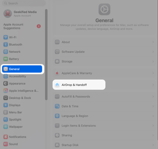 Click AirDrop & Handoff.