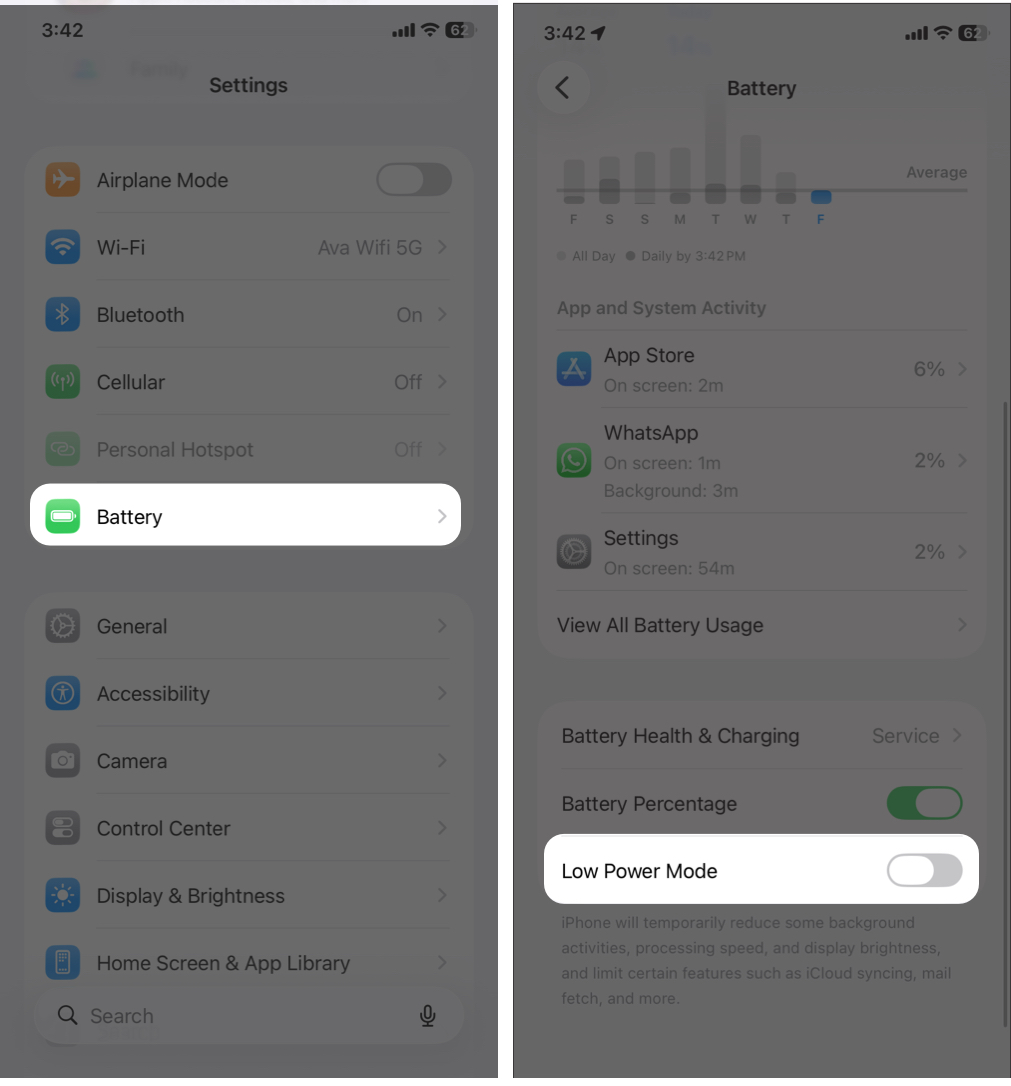 Disable Low Power Mode