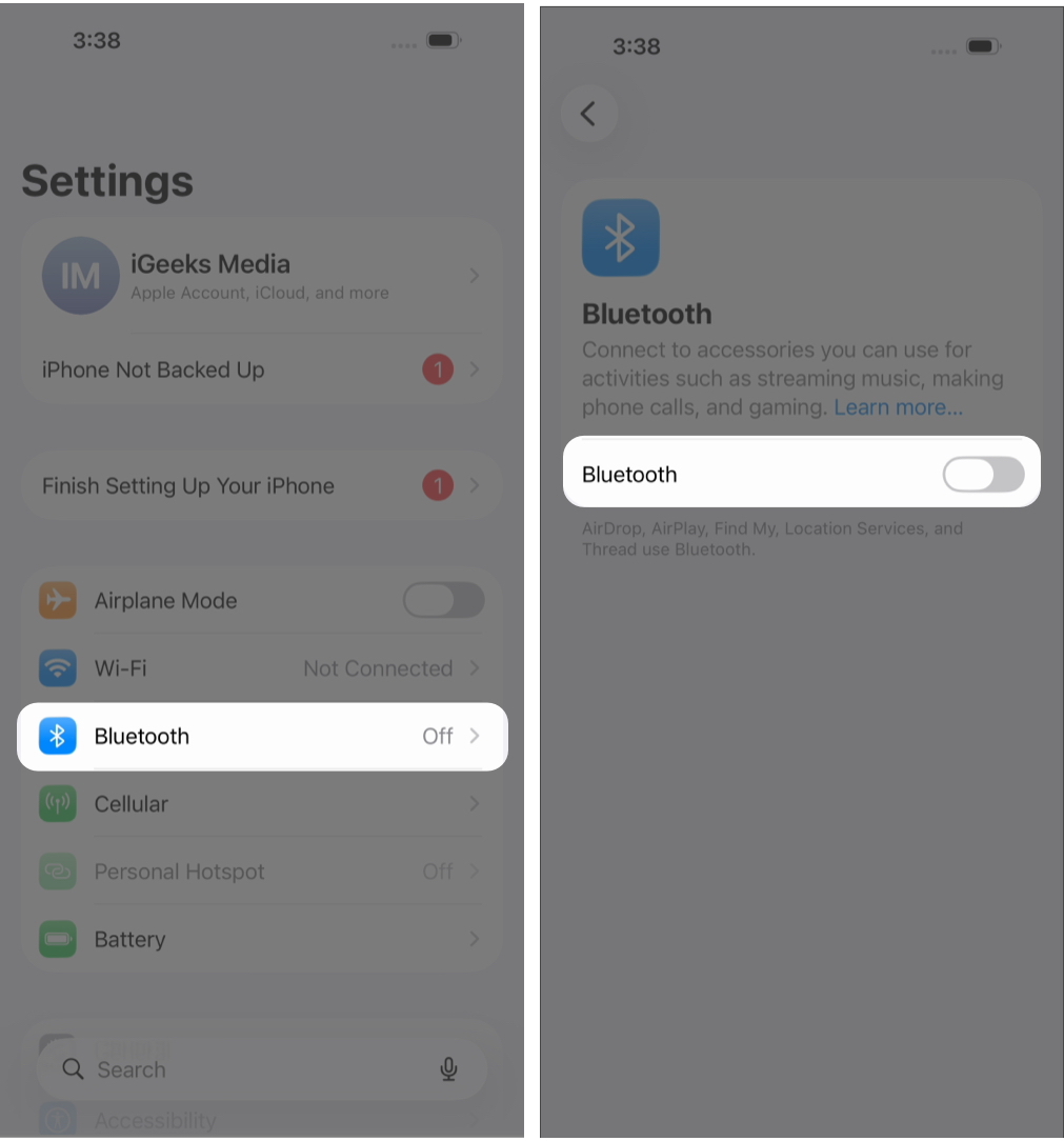 Restart Bluetooth on Your iPhone