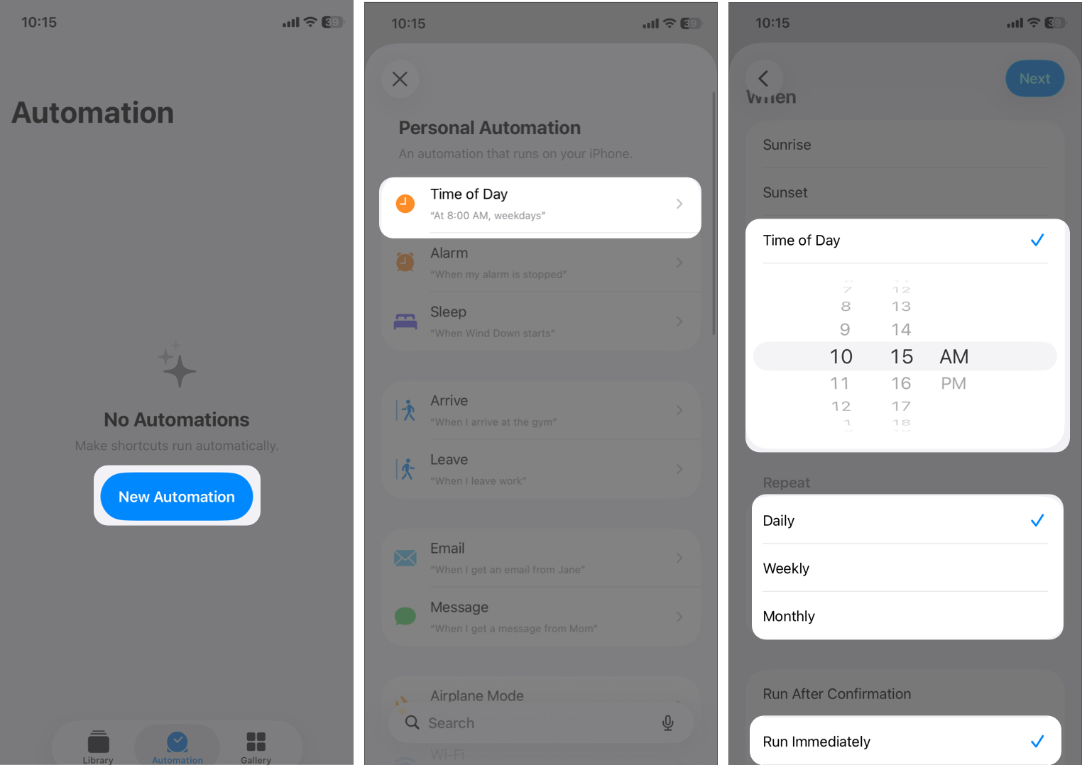 How to Schedule WhatsApp Messages on iPhone and Android – iGeeksBlog Tap New Automation, Choose Time of Day, and Set Your Desired Date and Time.