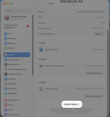 How to Reset the SMC on a Mac (All Models Step-by-Step) – iGeeksBlog click System Report Button