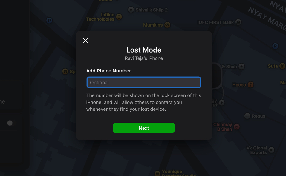 Add a Phone Number Click 0n Next