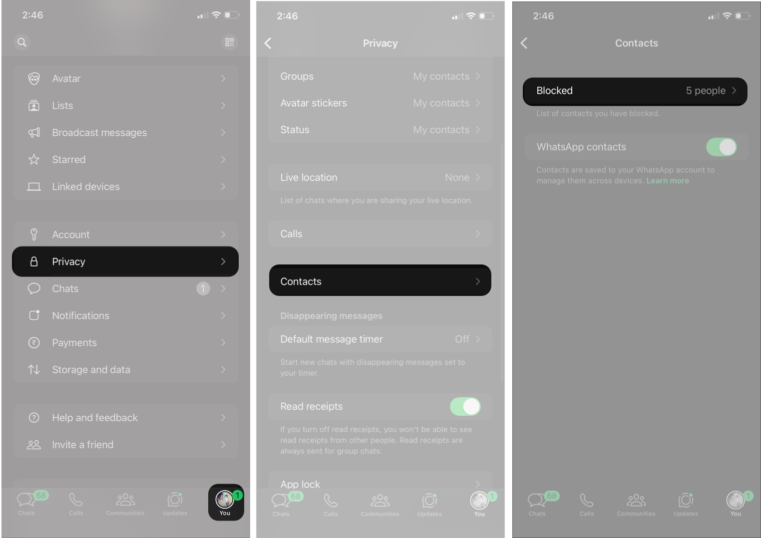 Block Someone on WhatsApp Via Settings On iPhone