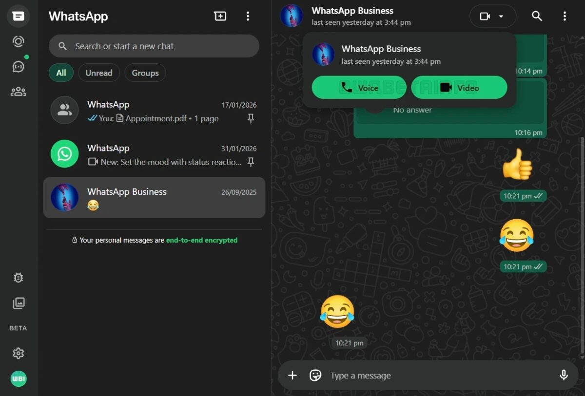 Calling Works on WhatsApp Web