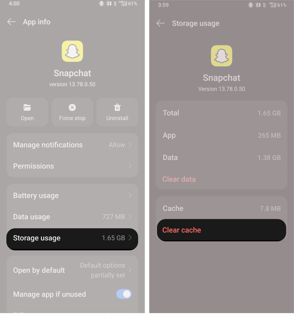 Clear Snapchat Cache