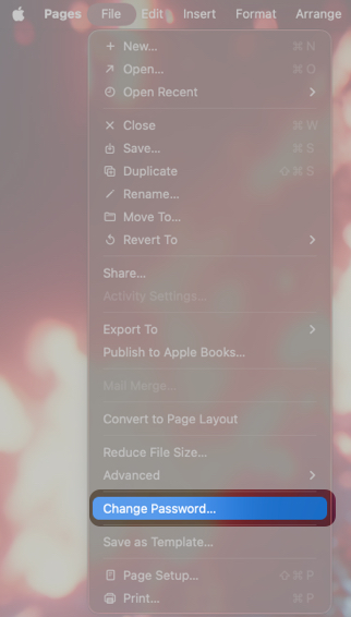How to Password Protect Pages, Numbers, and Keynote on iPhone, iPad, and Mac β iGeeksBlog Click File Then Change Password.