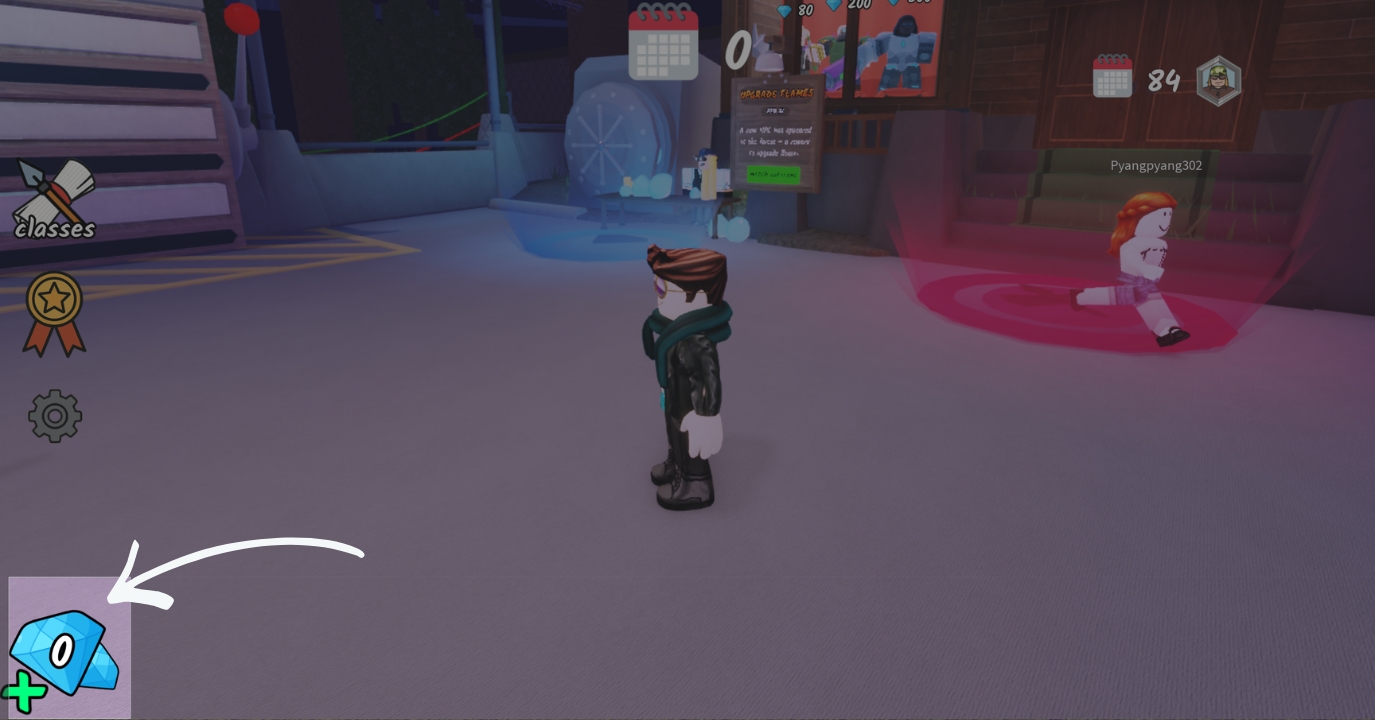 Click the Gems or Diamond Icon in the Lower Left Corner