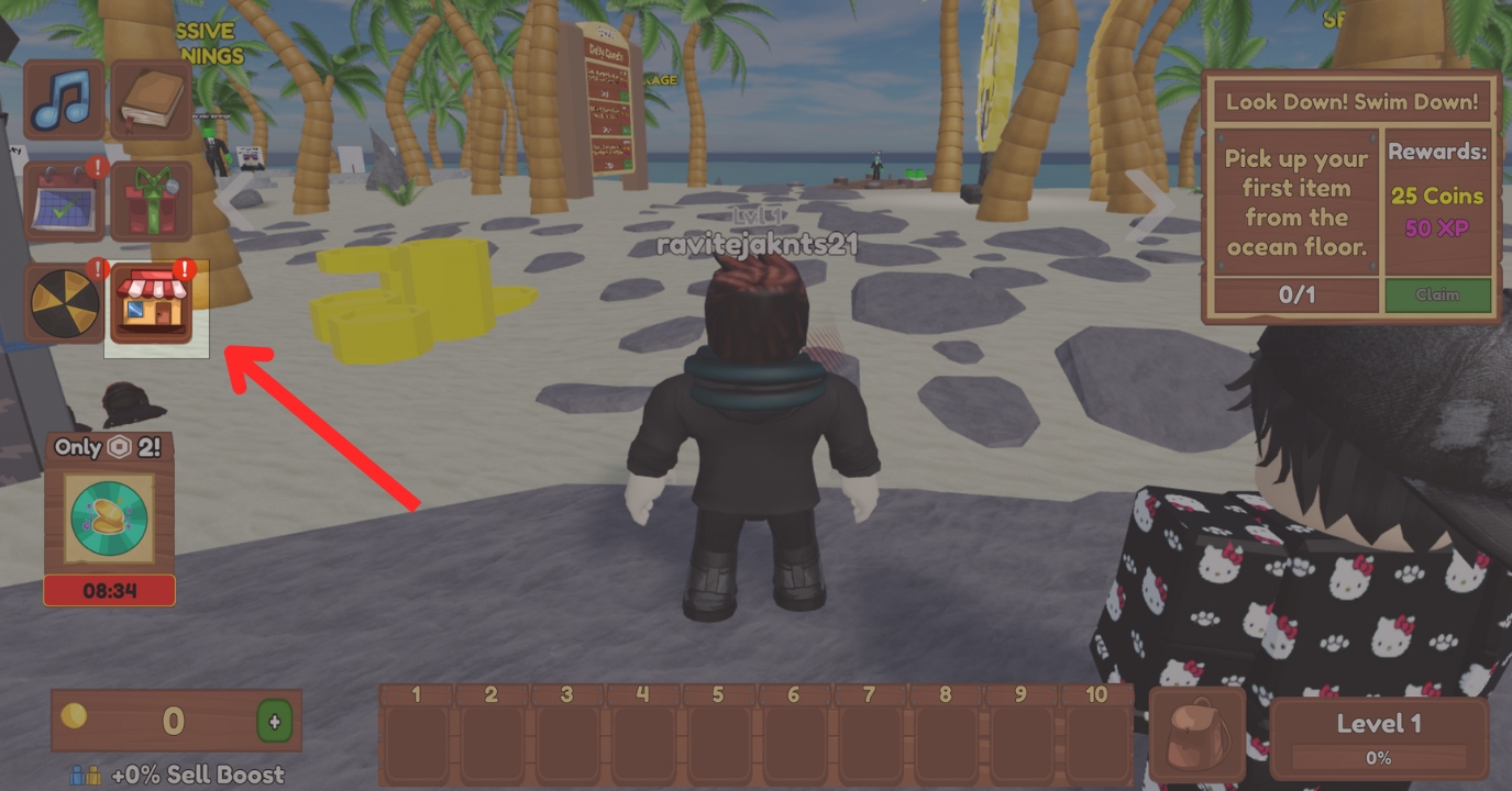 Click the Shop Icon on the Left Side of Your Screen