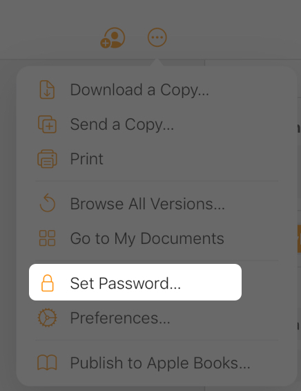 How to Password Protect Pages, Numbers, and Keynote on iPhone, iPad, and Mac β iGeeksBlog Click the Three-Dot Button , Then Select Set Password