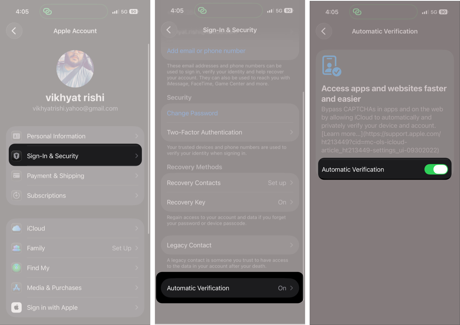 Enable Automatic Verification on iPhone