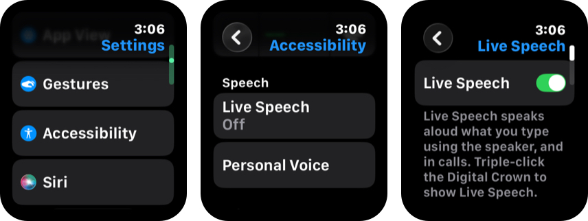 How to Use Live Speech on iPhone, Mac, and Apple Watch (Complete Guide) – iGeeksBlog Enabling Live Speech in iPhone Accessibility settings.