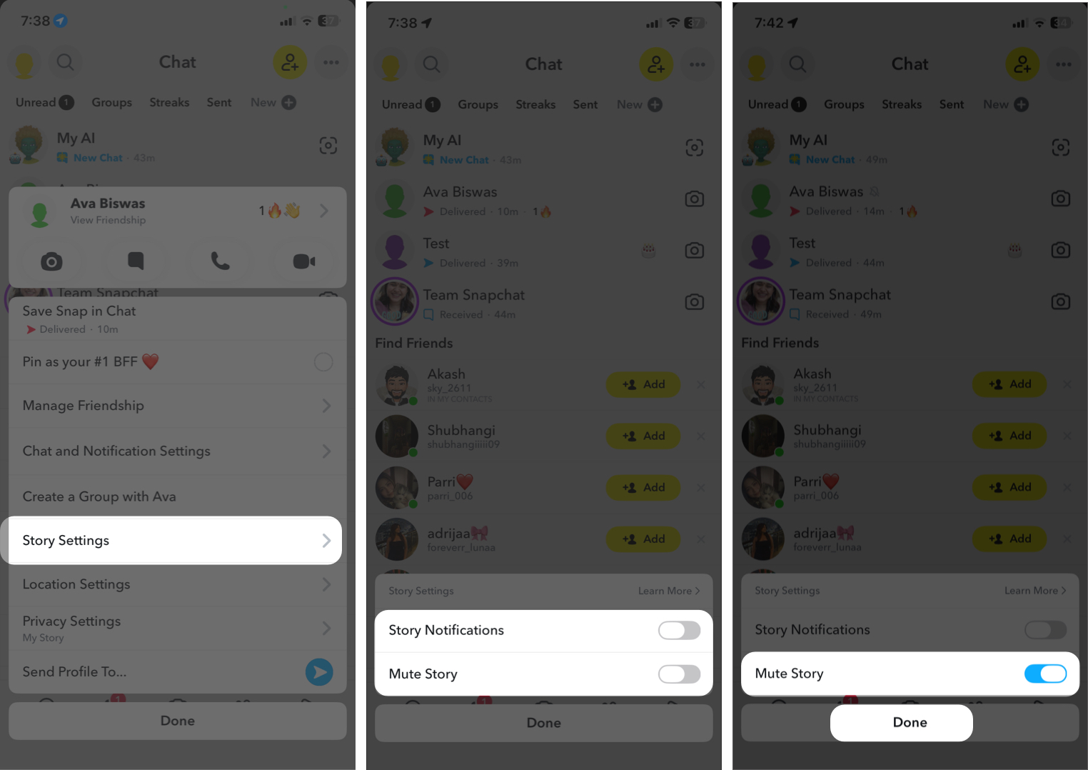 Mute Someone’s Stories in Snapchat