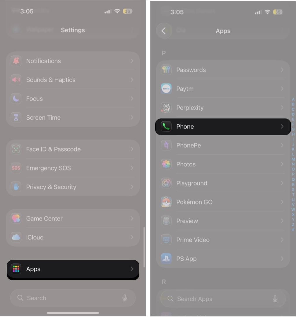 How to Fix Apple Watch Not Ringing for Calls or Notifications Navigating To Phone Settings Within The Apps Section On an iPhone
