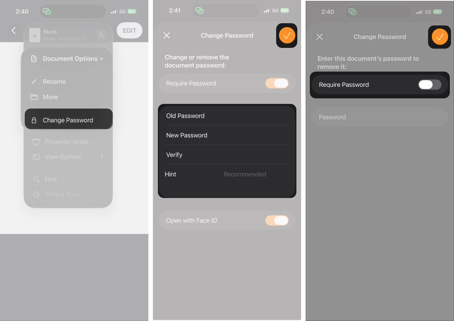 How to Password Protect Pages, Numbers, and Keynote on iPhone, iPad, and Mac β iGeeksBlog Removing or Changing a Document Password On iPhone.