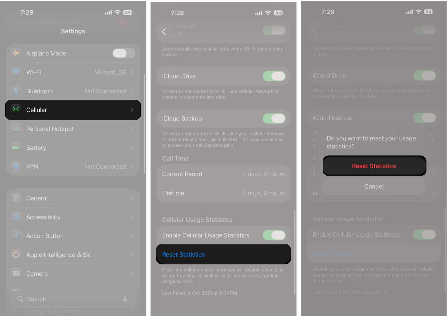 Reset Cellular Data Statistics to Track Monthly Usage