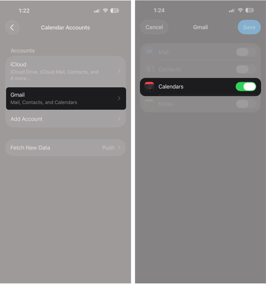 Saving a Newly Added Google Account to iPhone