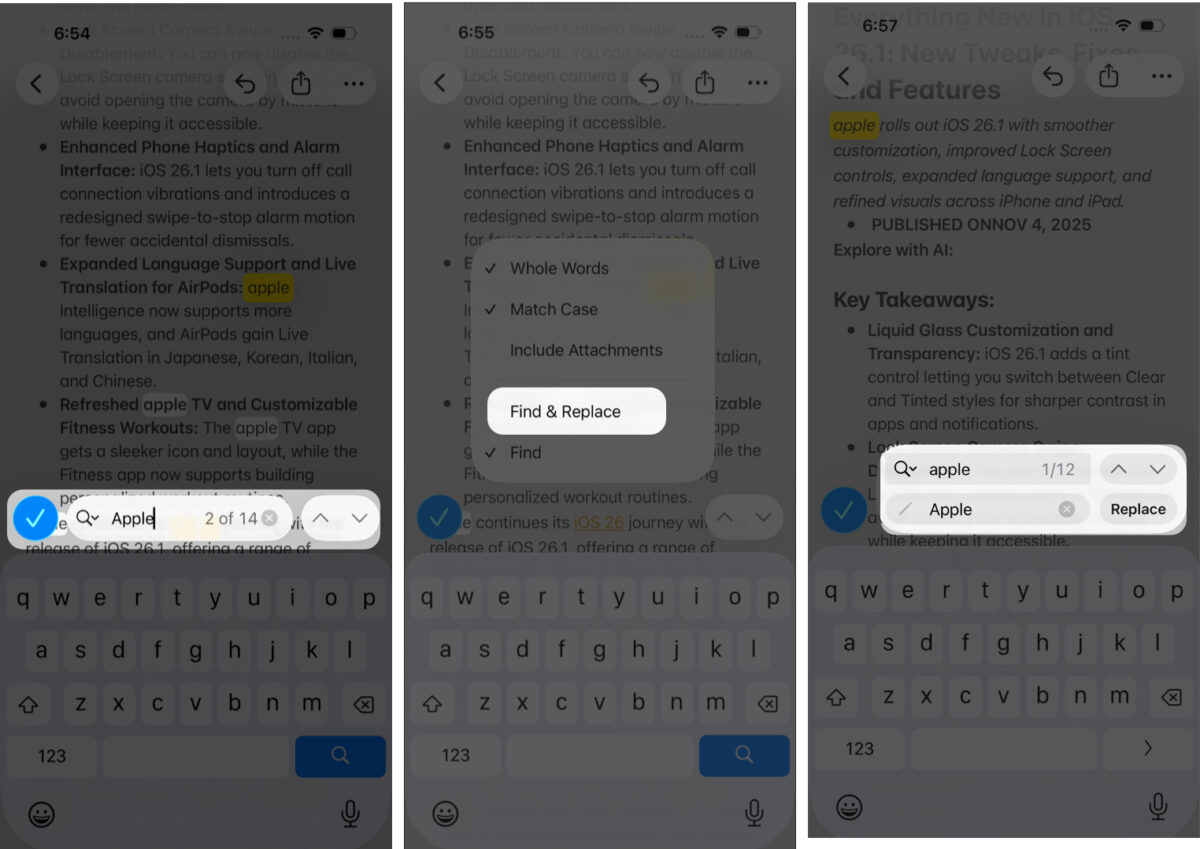 How to Search and Replace Words in Apple Notes on iPhone