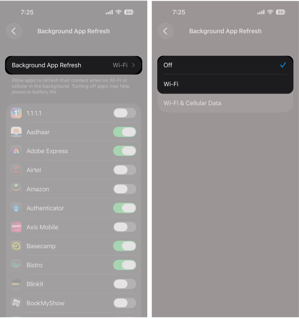 Select Wi-Fi or Off Any Thing You Want To Choose