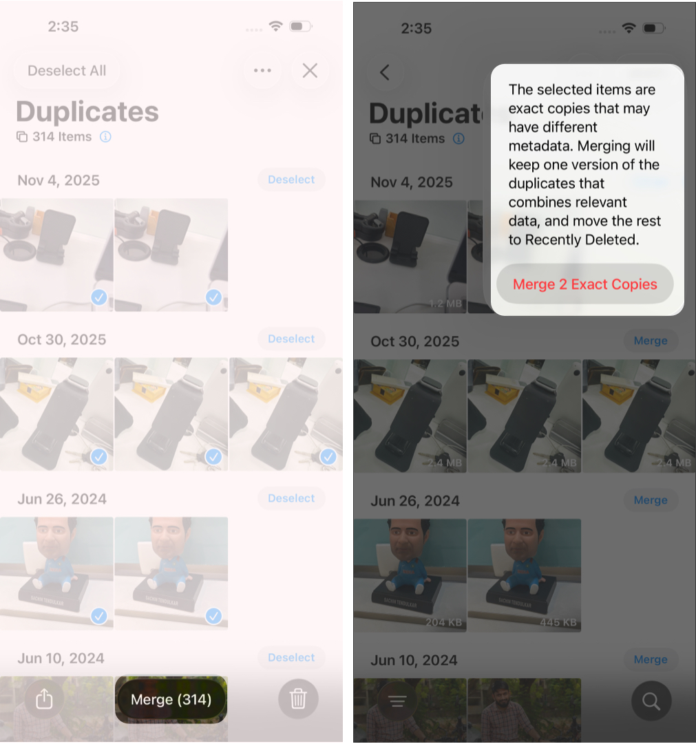 Tap Merge Confirm By Tapping Merge Items