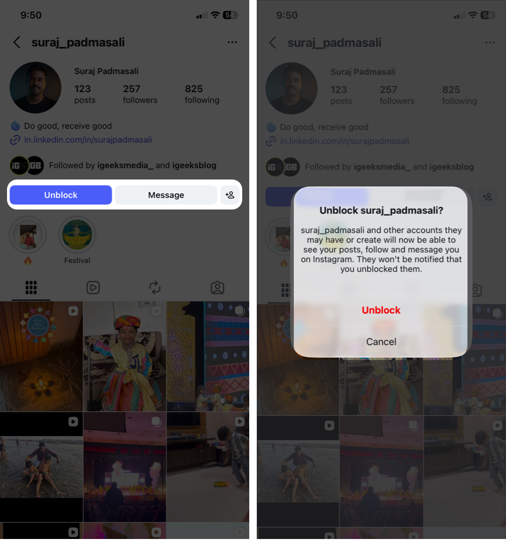 Unblock Someone Directly from Their Profile
