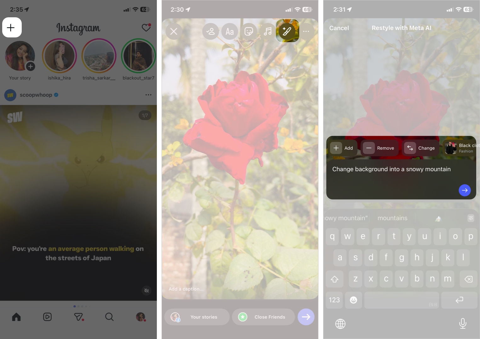 Using Instagram’s AI Restyle Tool to Add or Change Elements in a Story