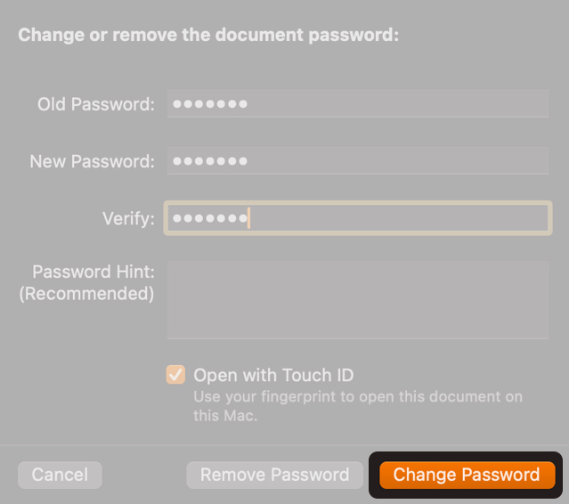 How to Password Protect Pages, Numbers, and Keynote on iPhone, iPad, and Mac β iGeeksBlog click Change Password