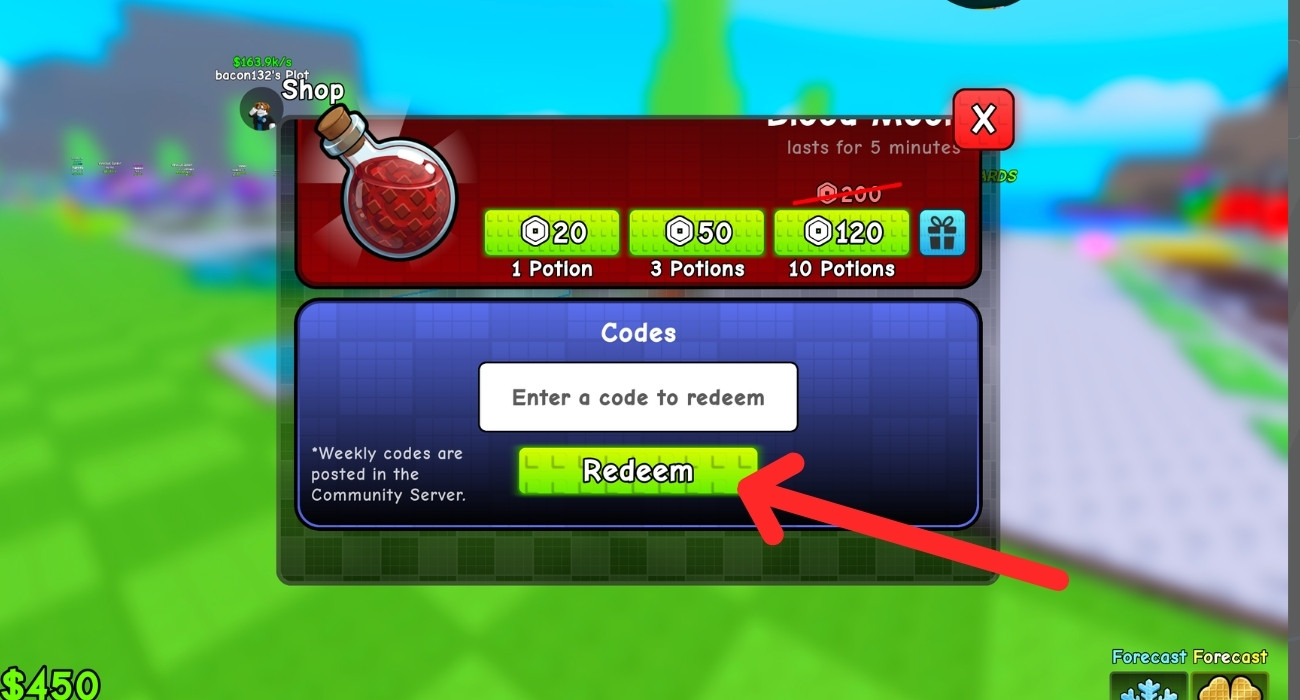 Click Redeem Button