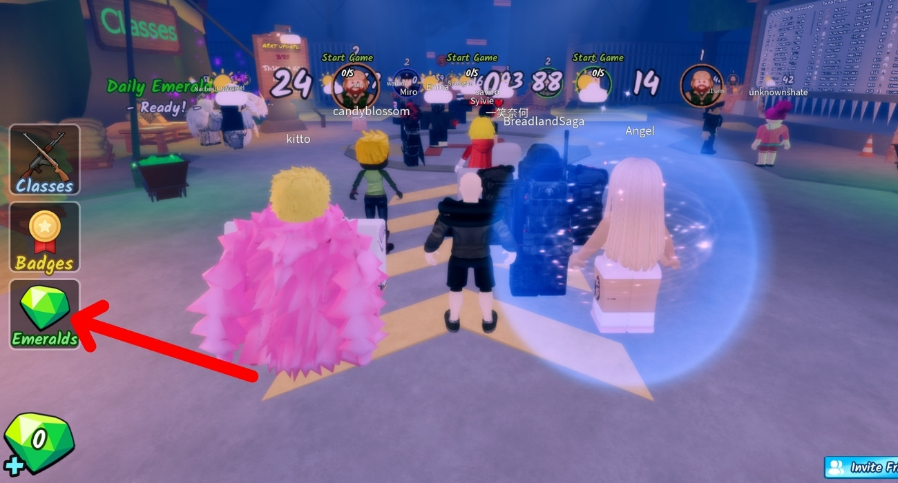 Click the Emeralds Button