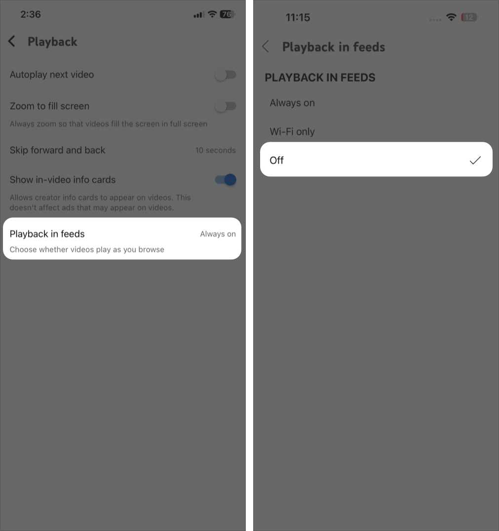 Go to Settings tap Playback