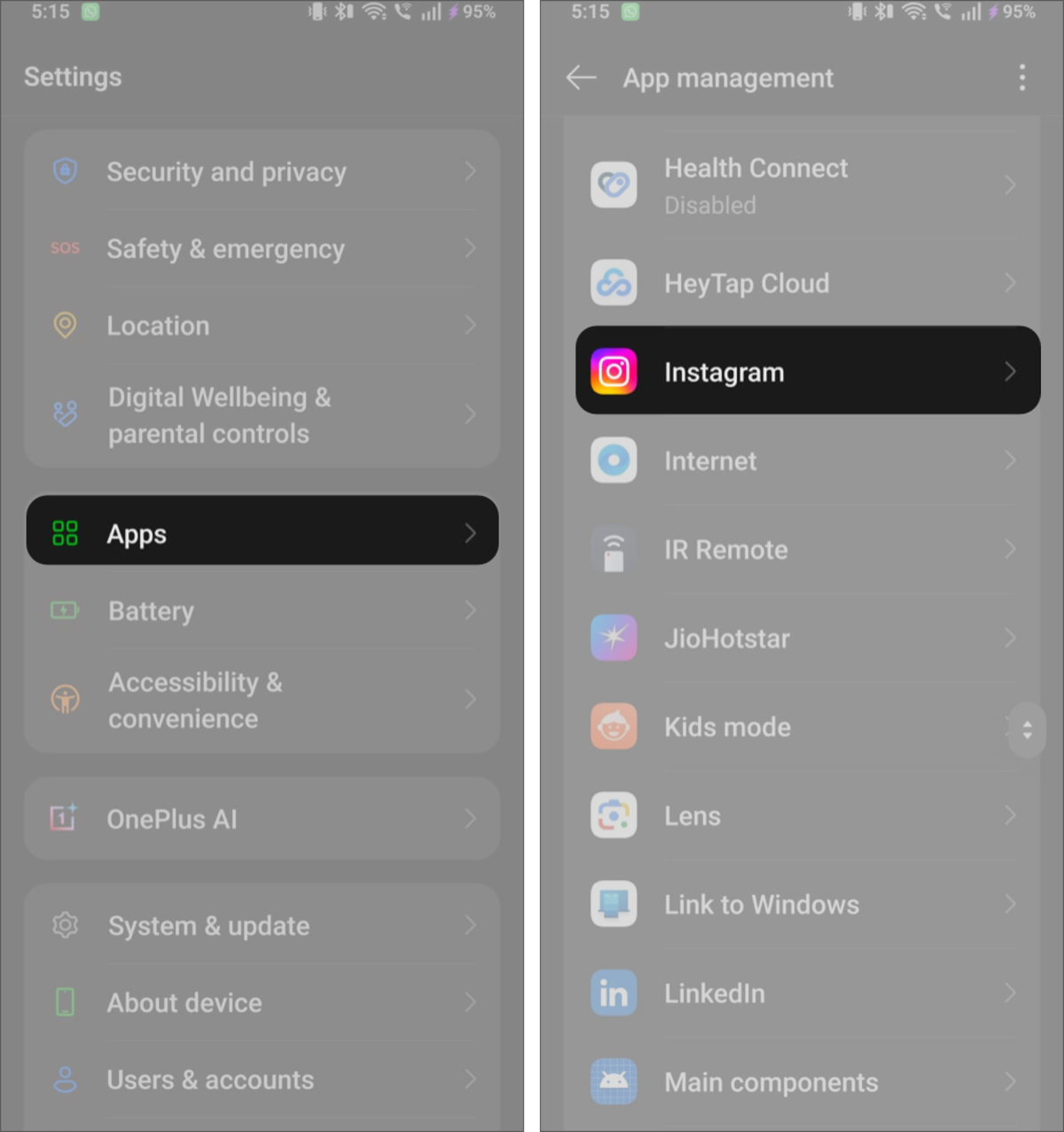 Instagram App Settings