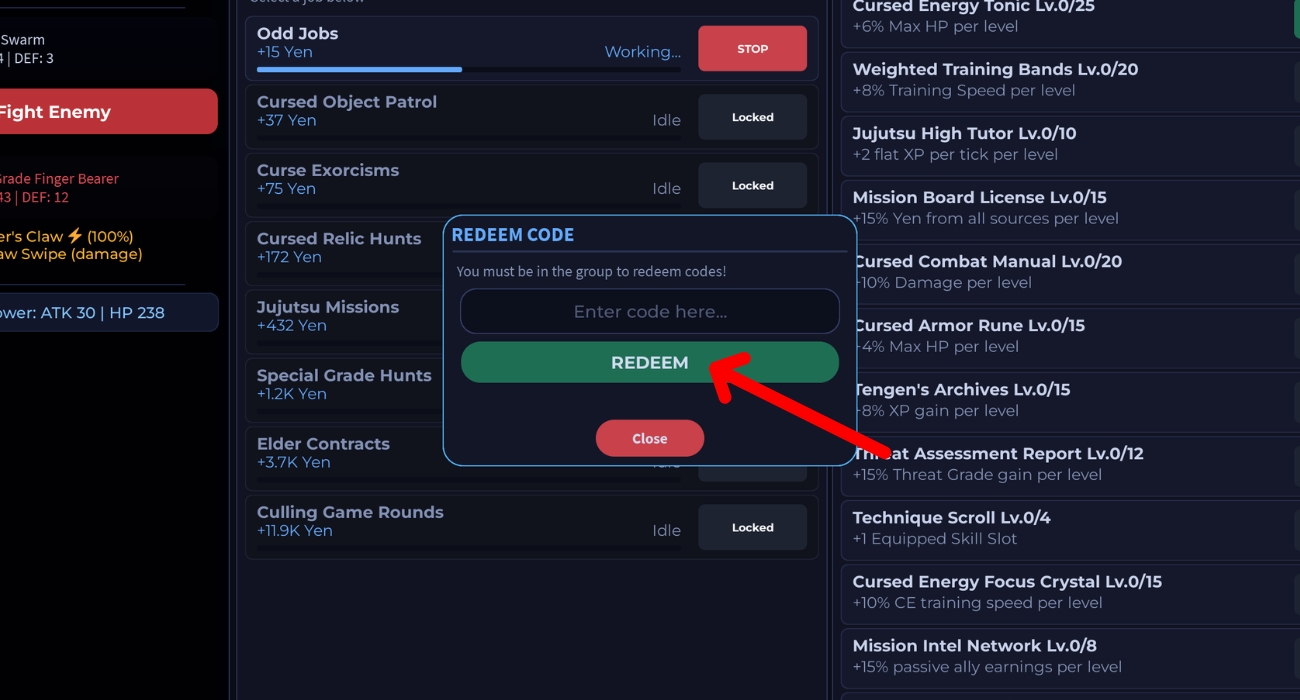 Past The Code And Click Redeem Button