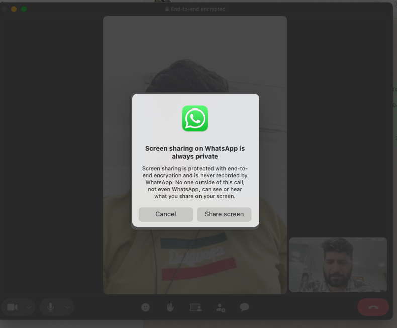 Selecting a Window And Allowing Permissions For Screen Sharing