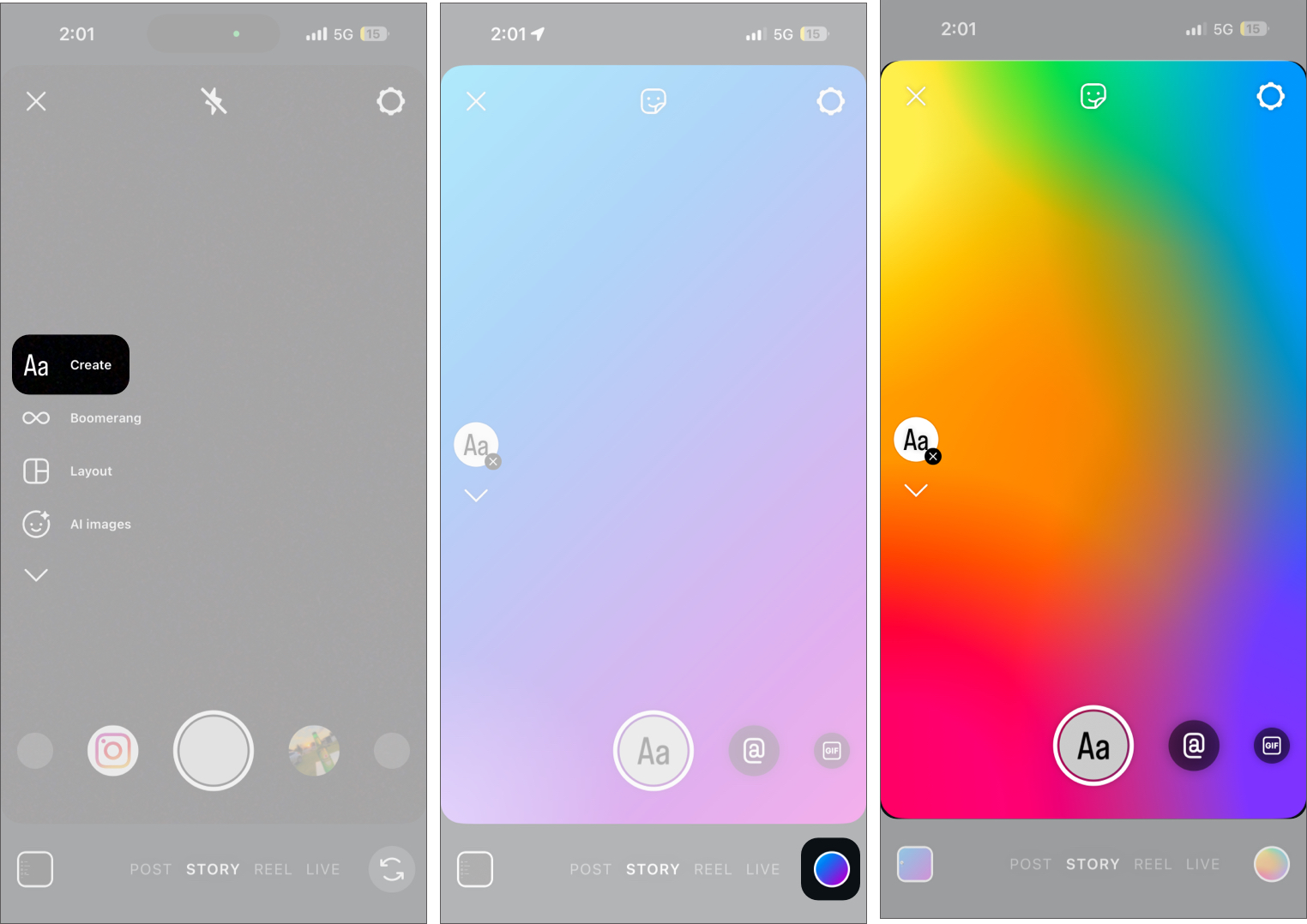 Tap the Aa Create Tap the Color Circle in the Bottom Corner