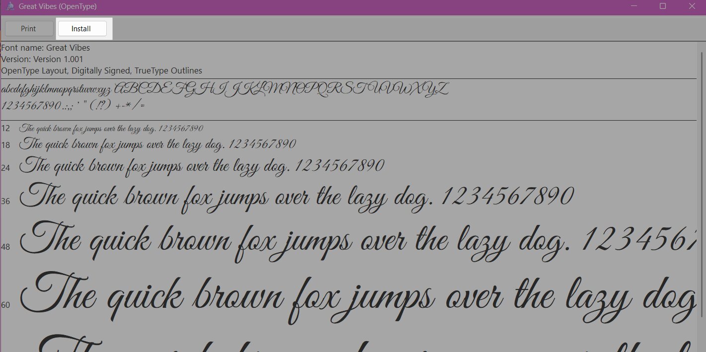 Click Install on the Menubar