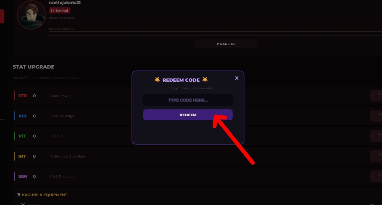 Click Reddem After Enter Code