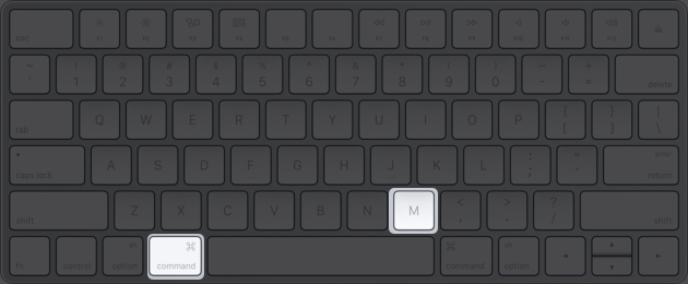 Command + M to minimize instantly
