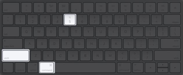 Command + Shift + 5 for full screenshot controls
